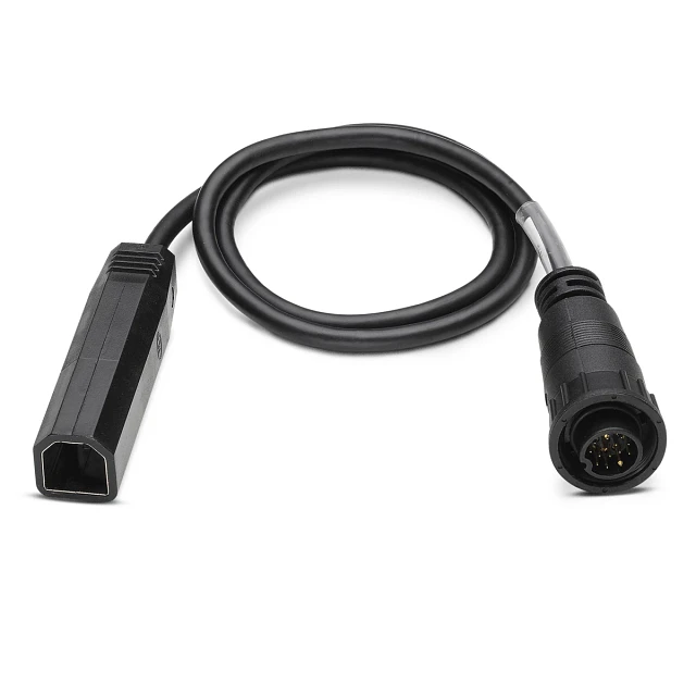 This adapter converts a Humminbird #9 connector transducer to a #14 sonar connector on your XPLORE, APEX, SOLIX or ONIX unit.